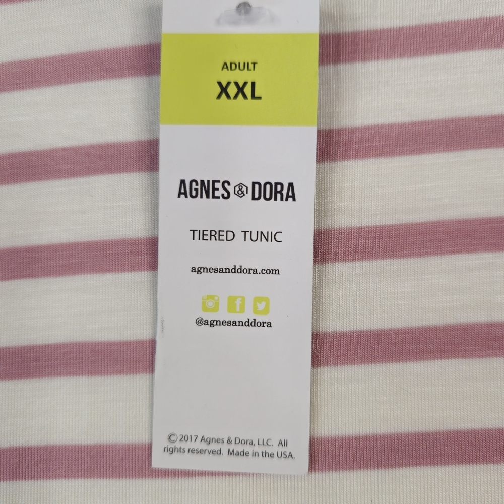 Agnes & Dora Pink and White Striped Layered Top Size XXL NWT - Picture 8 of 8